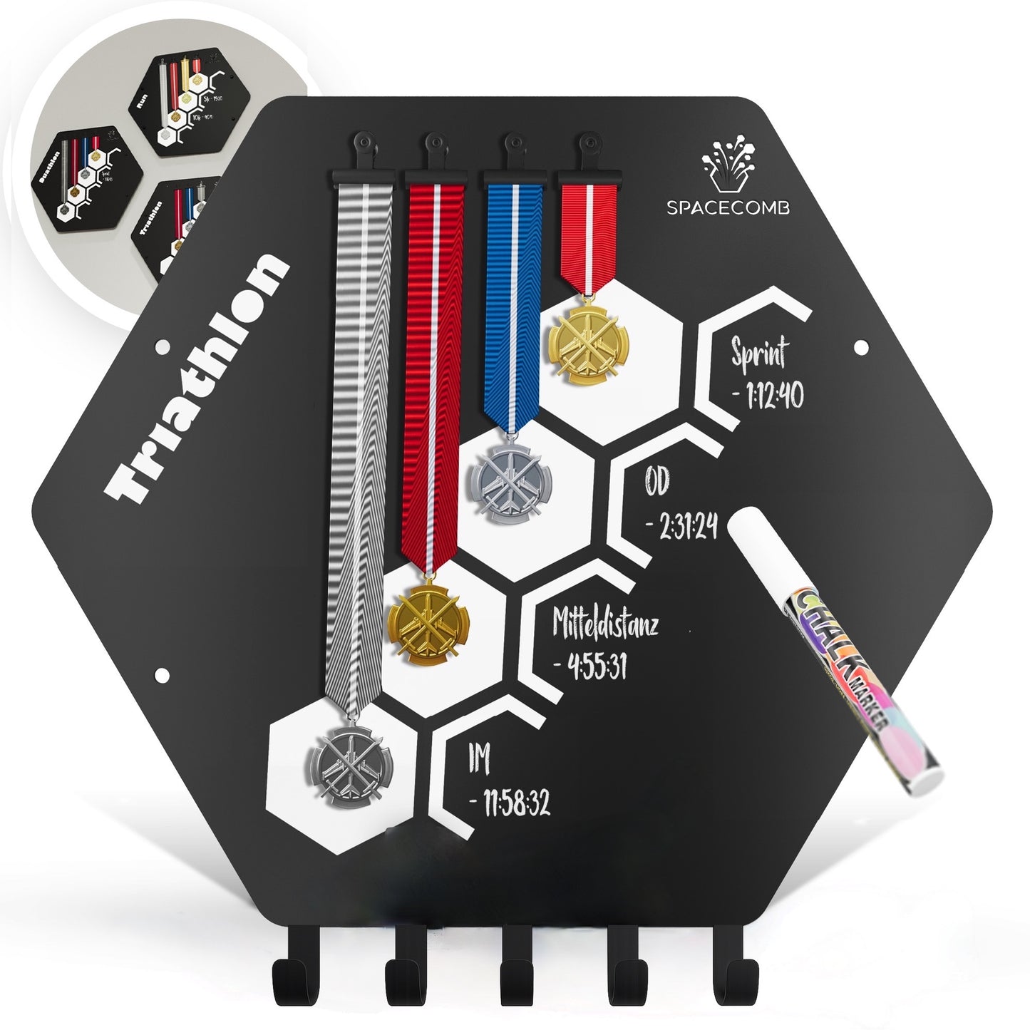 Medaillenhalter Bestzeiten inkl. 5 Haken