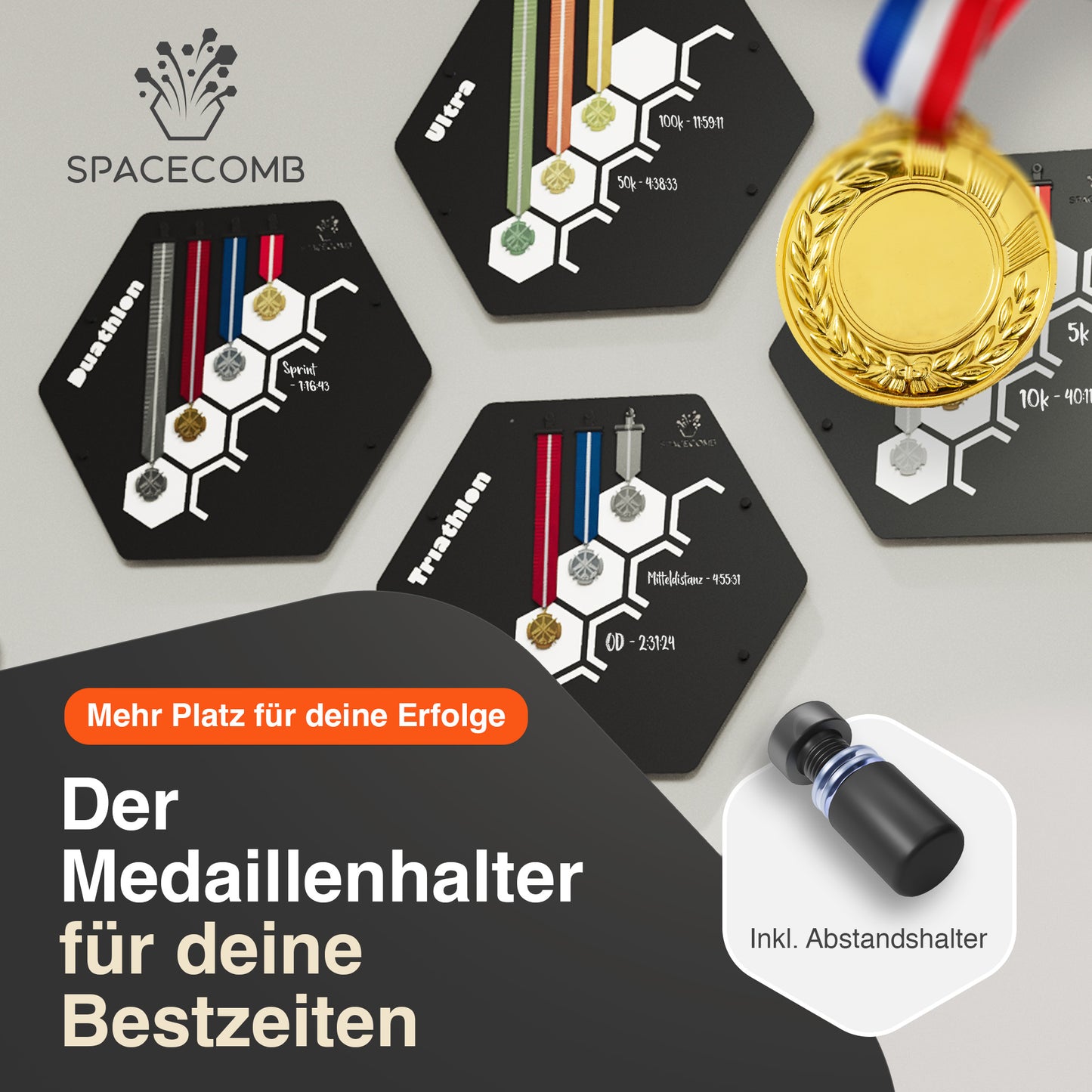 Medaillenhalter Bestzeiten inkl. 5 Haken
