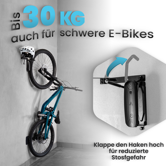Schwenkbare Fahrradhalterung mit Helmhalter