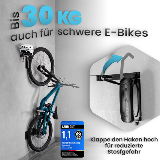 Schwenkbare Fahrradhalterung mit Helmhalter