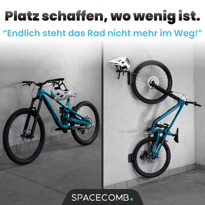 Schwenkbare Fahrradhalterung mit Helmhalter