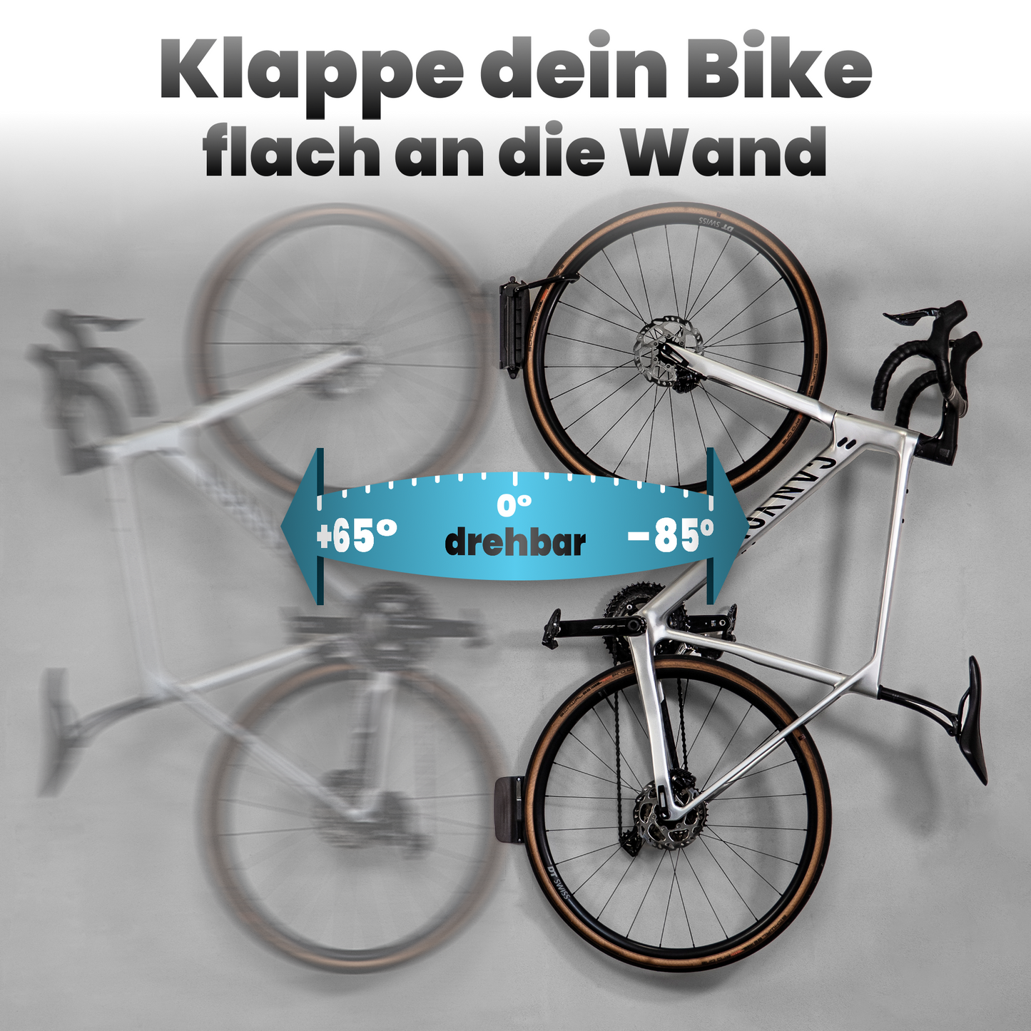 Schwenkbare Fahrradhalterung mit Helmhalter